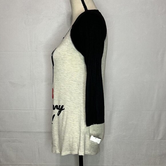 Pardon My French Dog Raglan Sleeve Rayon Blend Stretch T-shirt Size S NEW NWT - Picture 4 of 6